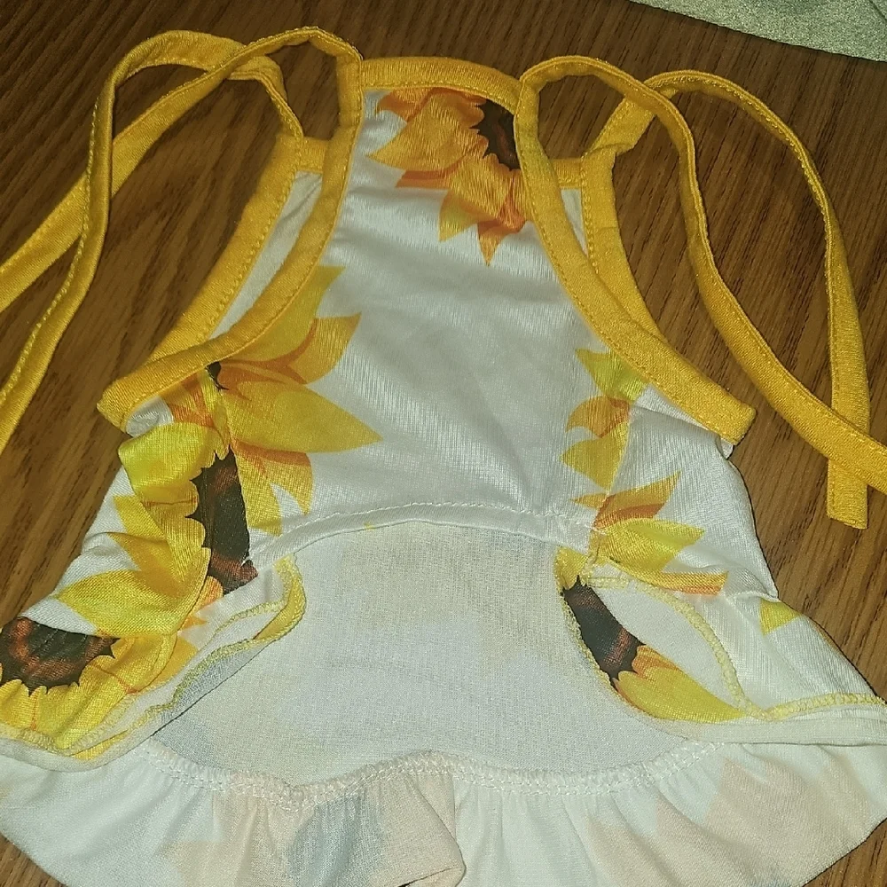 Sunflower Print Dog Dress Size Small